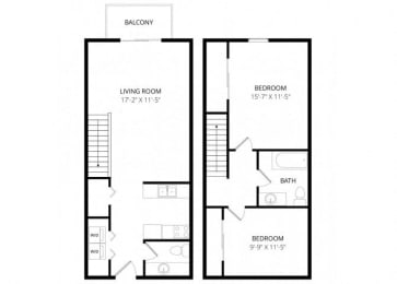  Floor Plan 2x1.5 Townhouse
