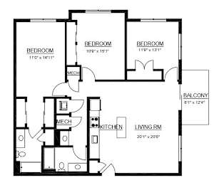  Floor Plan 3 Bedroom - Call For Details