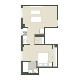  Floor Plan 1 Bedroom - 1 Bathroom