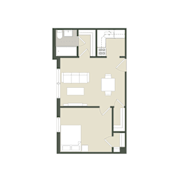  Floor Plan 1 Bedroom - 1 Bathroom