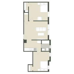  Floor Plan 2 Bedroom - 1 Bathroom