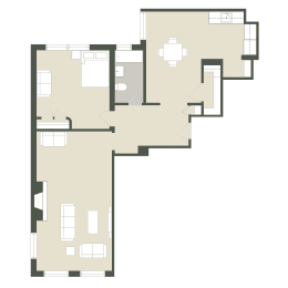  Floor Plan 1 Bedroom - 1 Bathroom