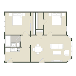  Floor Plan 2 Bedroom - 1 Bathroom