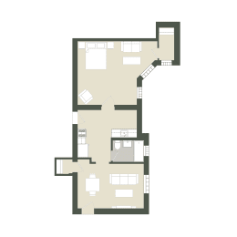  Floor Plan 1 Bedroom - 1 Bathroom