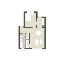 A floor plan of a two-story building with a garage on the first floor and a living area on the second floor.