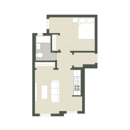  Floor Plan 1 Bedroom - 1 Bathroom