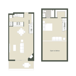  Floor Plan 1 Bedroom - 1 Bathroom