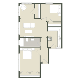  Floor Plan 2 bedroom - 1 Bathroom