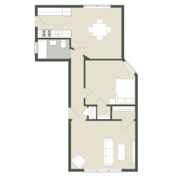  Floor Plan 1 Bedroom - 1 Bathroom