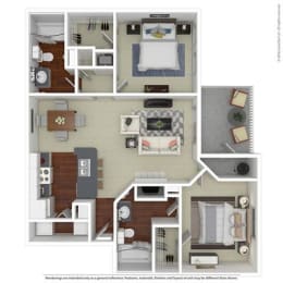 2 bed 2 bath floor plan H at Butternut Ridge, North Olmsted, 44070