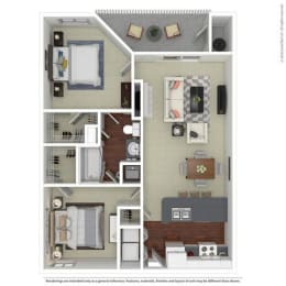 2 bedroom 1 bathroom Floor plan at Butternut Ridge, North Olmsted, OH