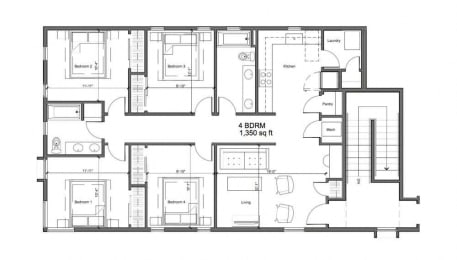  Floor Plan Four Bedroom Two Bath