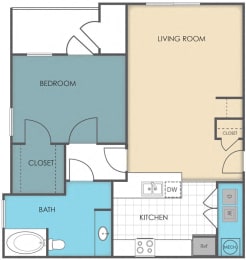  Floor Plan 1 Bed 1 Bath