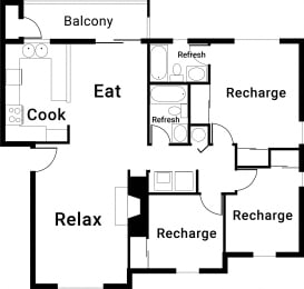The Monarch / 3 bed / 2 bath