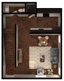 1 bed 1 bathroom A5 Floor Plan at Legacy Brooks, Texas