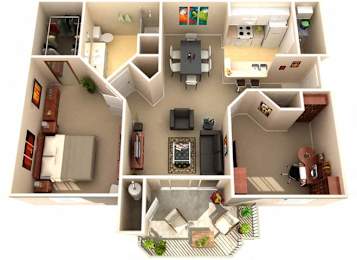 Douglas Fir Two Bedroom One Bathroom Floor Plan for Rent in Fairfield, CA