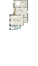  Floor Plan 1 bedroom, 1 bath (B)