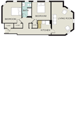  Floor Plan 2 bedroom, 1 bath (A)