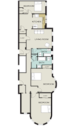  Floor Plan 3 bedroom, 2 bath