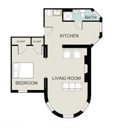  Floor Plan 1 bedroom, 1 bath