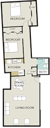  Floor Plan 2 bedroom, 1 bath