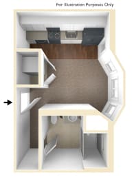 Studio Apartment Floor Plan at Conway Court, Roslindale, 02131
