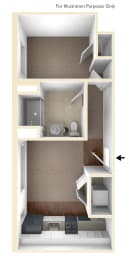 One Bedroom Floor Plan at Conway Court, Roslindale, MA