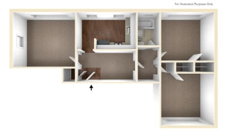 Two Bedroom Apartment Floor Plan at Conway Court, Roslindale, 02131