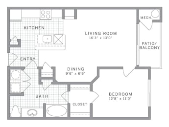 A1 Floor Plan at AVE Clifton, New Jersey