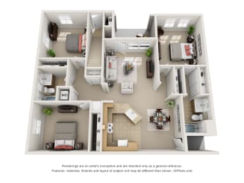 3 Bedroom 3D Floorplan