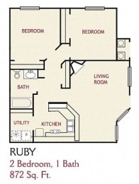 2 Bedroom Ruby Floorplan