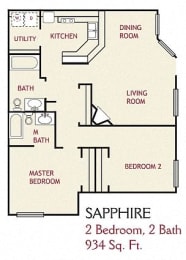 2 Bedroom Sapphire Floorplan