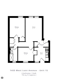  Floor Plan 2 Bedroom | 1 Bath (C1)