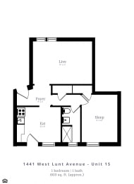 Floor Plan 1 Bedroom | 1 Bath (B4)