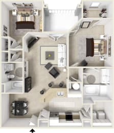 Floor Plan  2 Bedroom 2 Bath