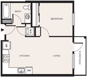 Floor Plan  1 Bed 1 Bath  A4