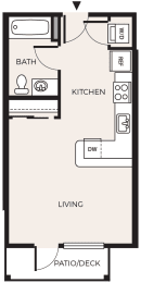 Floor Plan  Studio 1 Bath  S2