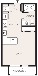 Floor Plan  Studio 1 Bath  S4
