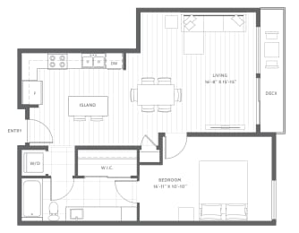 One Bed One Bath Floor Planat Harbor Heights 55+ Community, Olympia