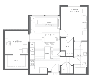 One Bed with Den C2 Floor Planat Harbor Heights 55+ Community, Olympia, WA, 98501