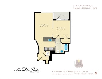 The DeSoto 07 Floor Plan at The DeSoto Apartments, Washington DC, 20005