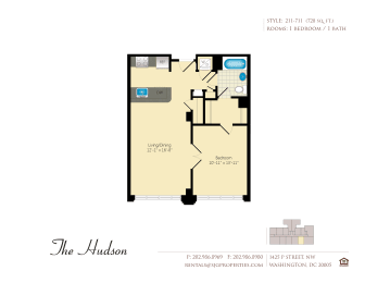 The Hudson 11 Floor Plan at The Hudson Apartments, Washington, DC, 20005