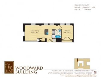 Floor Plan C1 Woodward at The Woodward Building Apartments, Washington, DC 20005