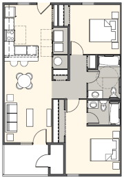  Floor Plan Two Bedroom Two Bathroom 965 Sq Ft