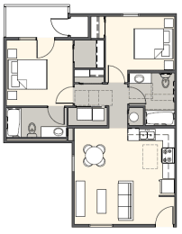  Floor Plan Two Bedroom Two Bathroom 831 Sq Ft