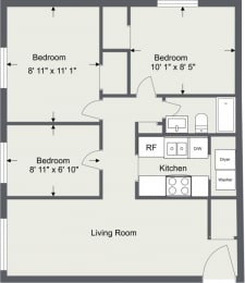 Medina Village 3 Bedroom, 1 Bath 860 Sq Ft at  Integrity Medina Apartments, Integrity Realty LLC, Ohio