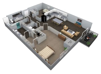 Floor Plan 1 Bedroom 2 Bath + Den