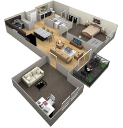  Floor Plan 1 Bedroom 1 Bath + Den