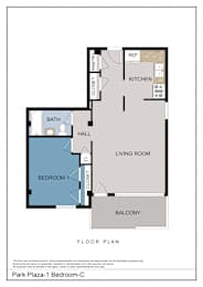 Floor Plan  1 Bedroom C