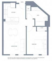 1 bedroom floor plan | Aventine Apartments Hercules CA